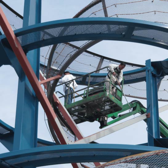 Industrial Painting Contractor - Stephens Commercial Painting - Amusement Park Steel structure being painted