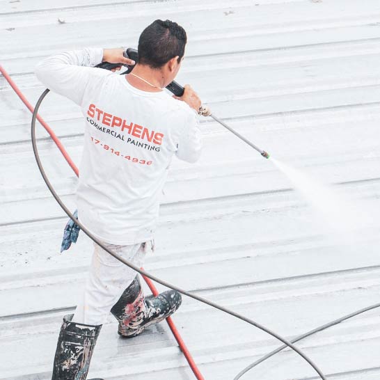 Stephens Commercial Painting - Commercial Power-washing - Metal rooftop