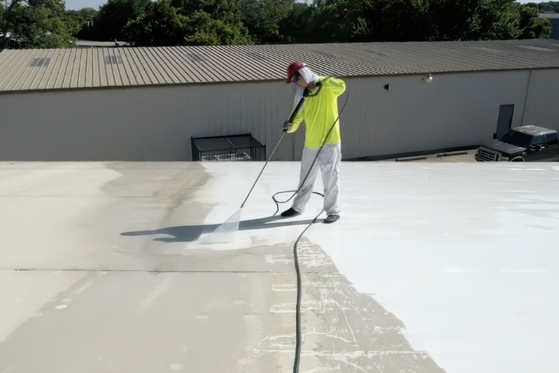 Stephens-Commercial-Painting-Roof-Maintenance-Program-Painter-coats-roof